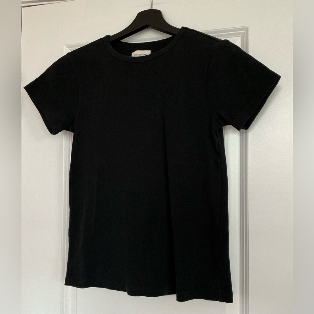 Thread & Supply Black Short Sleeve Ribbed Tee